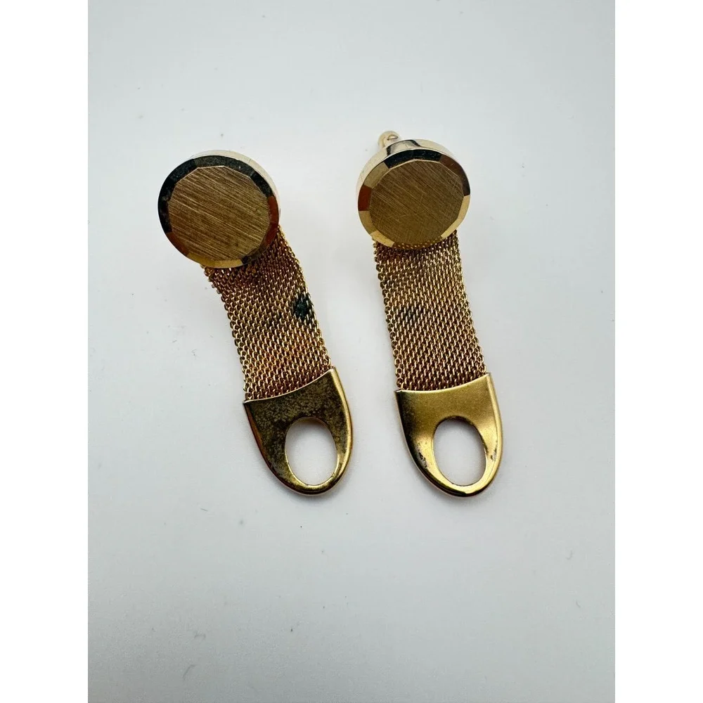 Vintage Anson Cufflinks Mesh Gold Tone Brushed Sunburst MCM